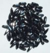 100 3x11mm Metallic Gunmetal Glass Dagger Beads